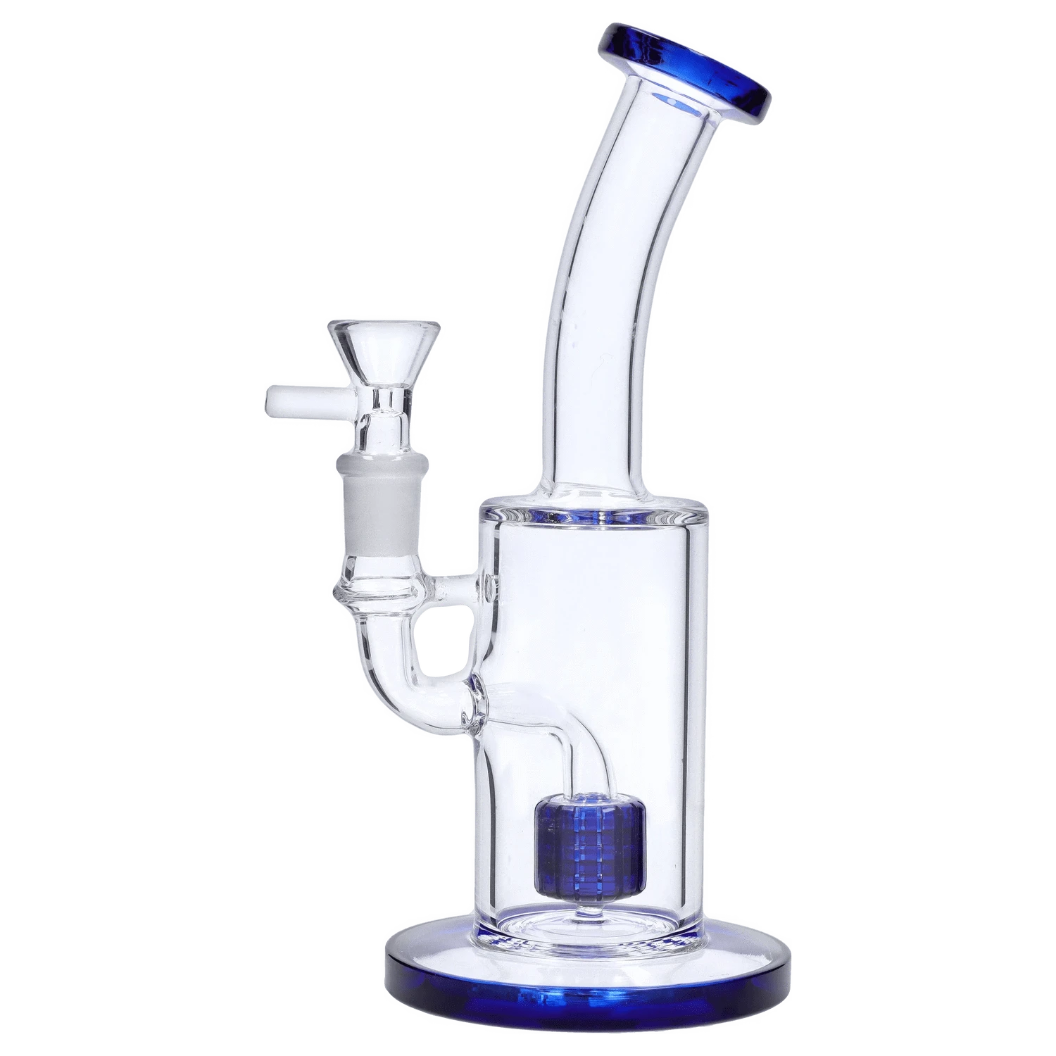 DHC Generic Water Pipe Blue - 40/B DHC Bent Neck with Matrix Perc Water Pipe - 9 in.