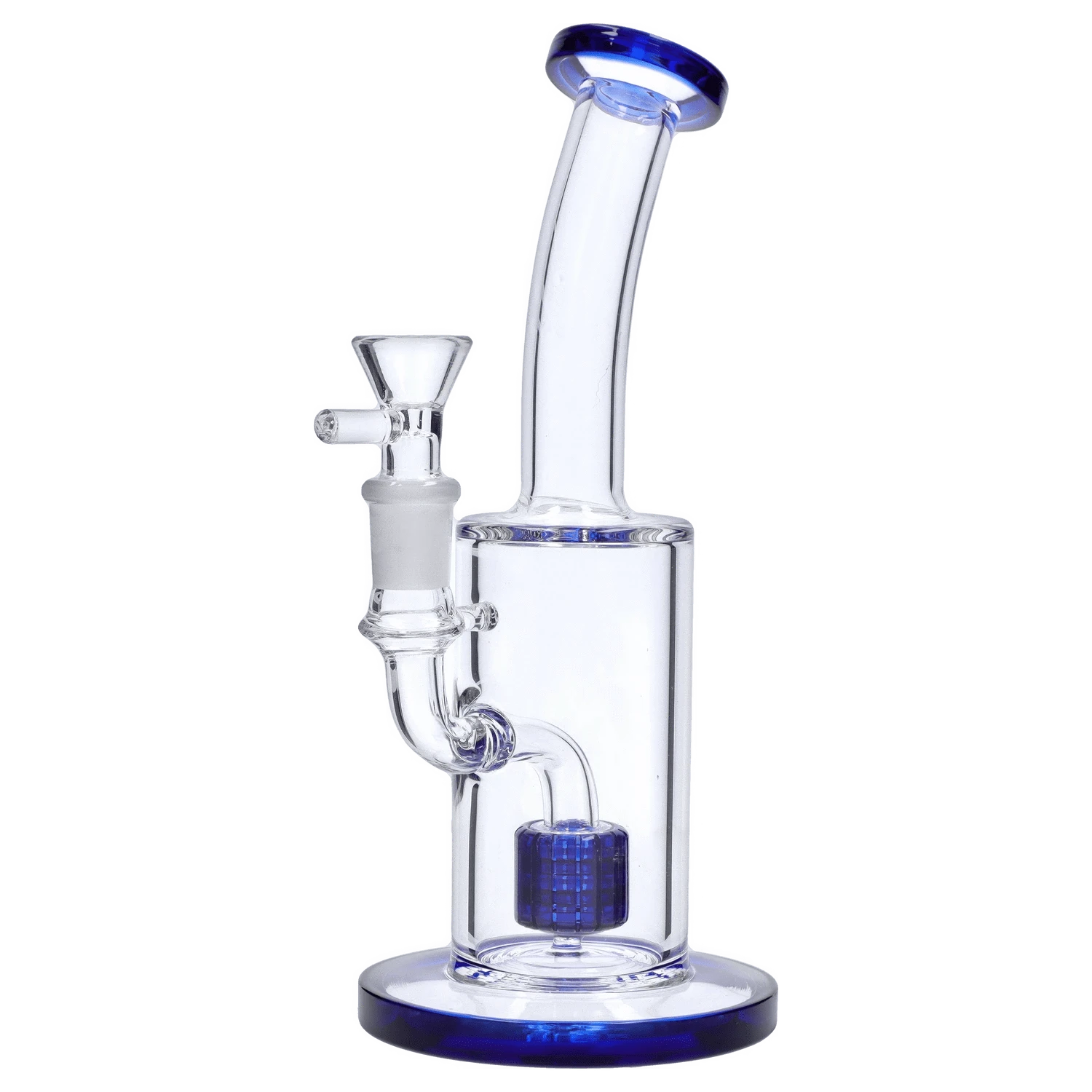 DHC Generic Water Pipe Blue - 60/B DHC Bent Neck with Matrix Perc Water Pipe - 9 in.