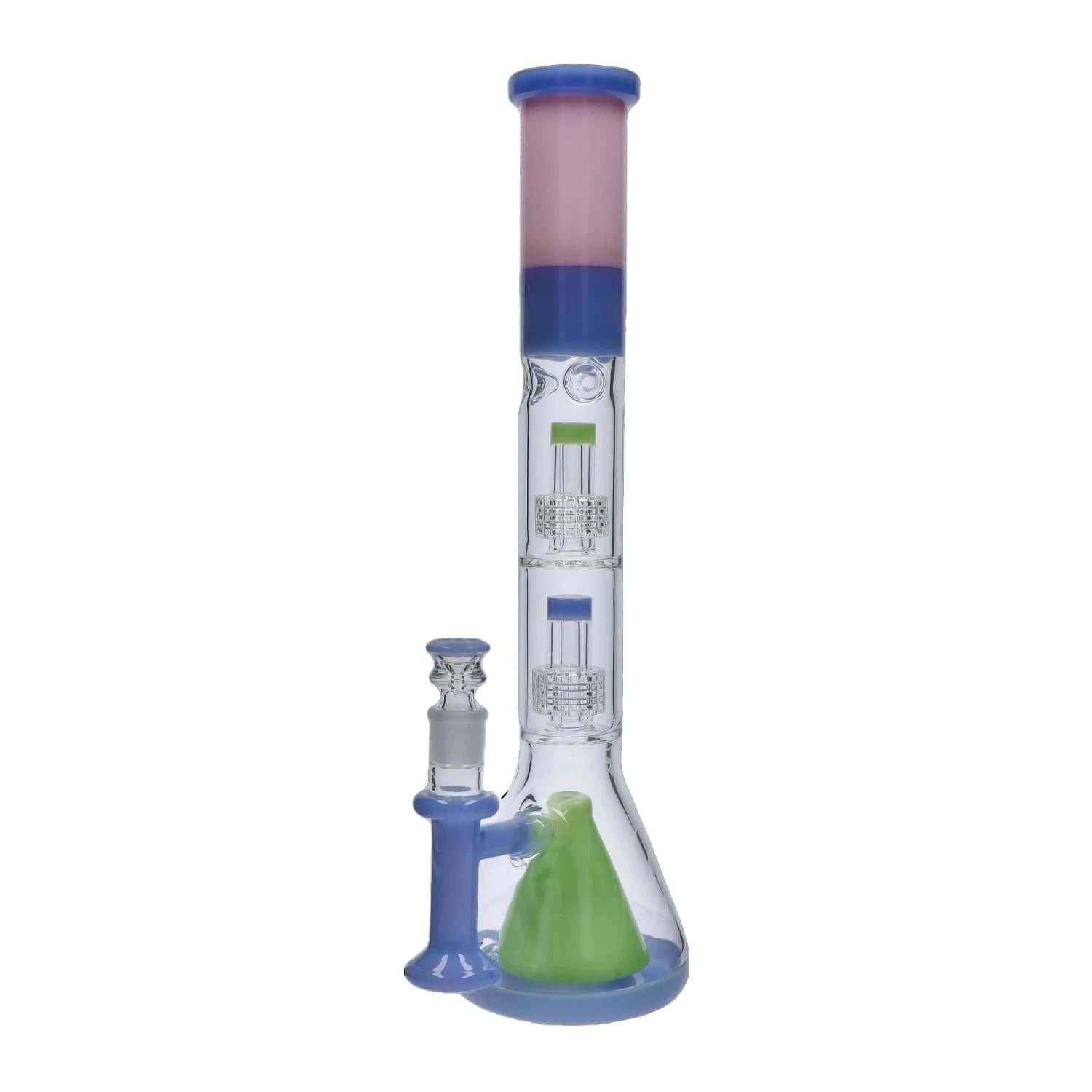 DHC Generic Water Pipe Blue Jade DHC Retro Pastel Beaker with Dual Tree & Pyramid Perc Water Pipe - 19.7 in.