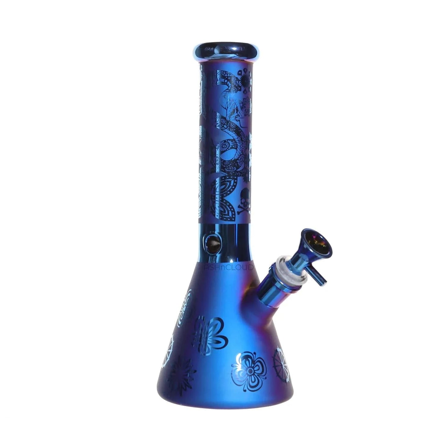 Valiant Distribution Water Pipe Blue DHC Electro Plated Beaker Water Pipe - 10 in.