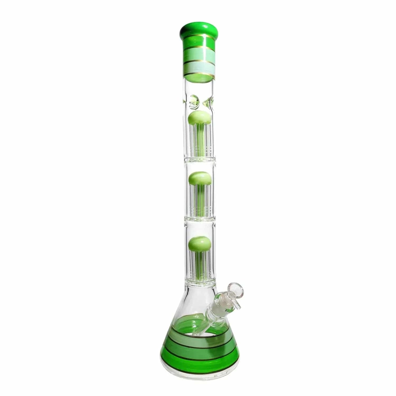 Valiant Distribution Water Pipe Forrest Green DHC Triple Chamber Mushroom Perc Beaker Water Pipe - 22 in.