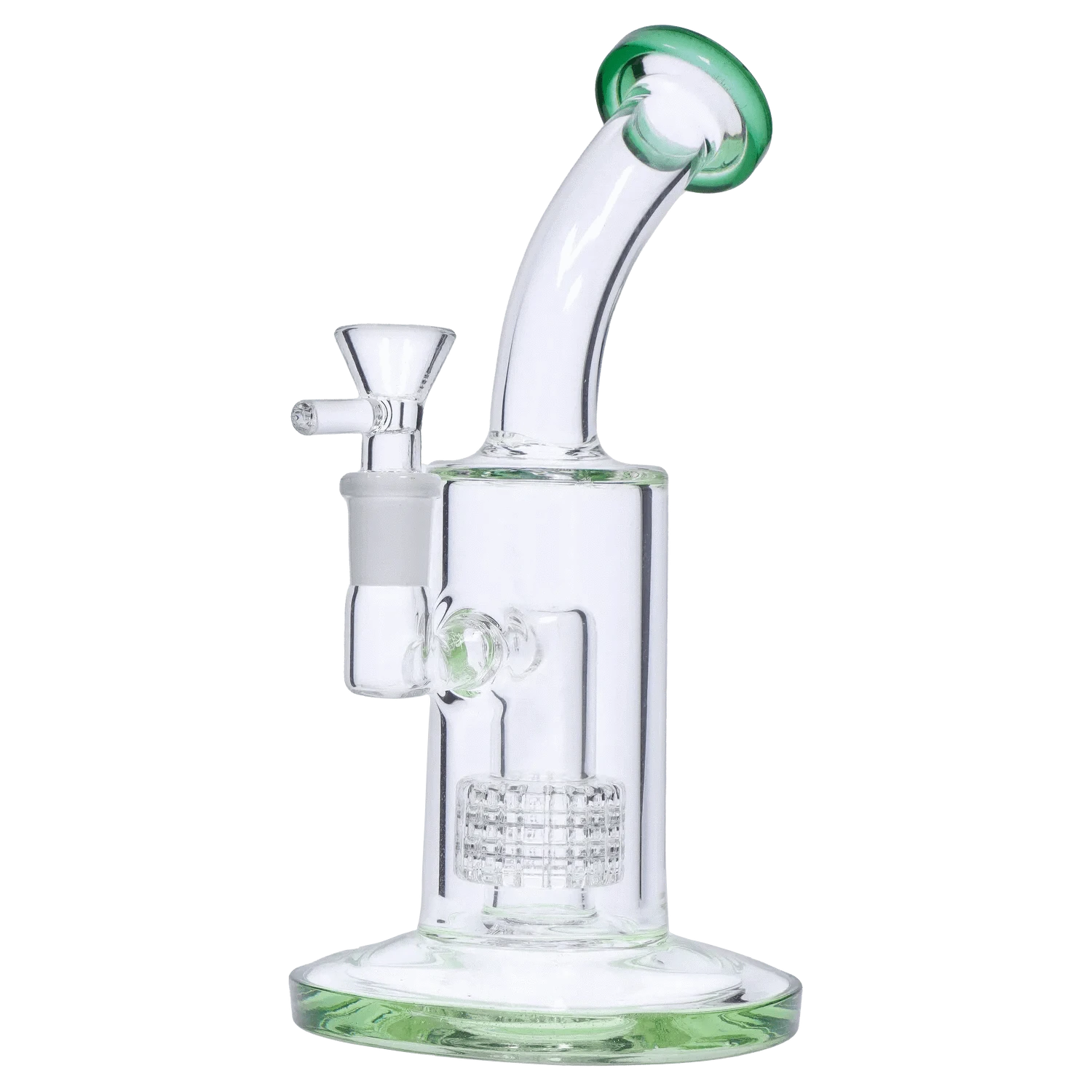 DHC Generic Water Pipe Green DHC Bent Neck with Matrix Perc & Color Accents Water Pipe - 8 in.