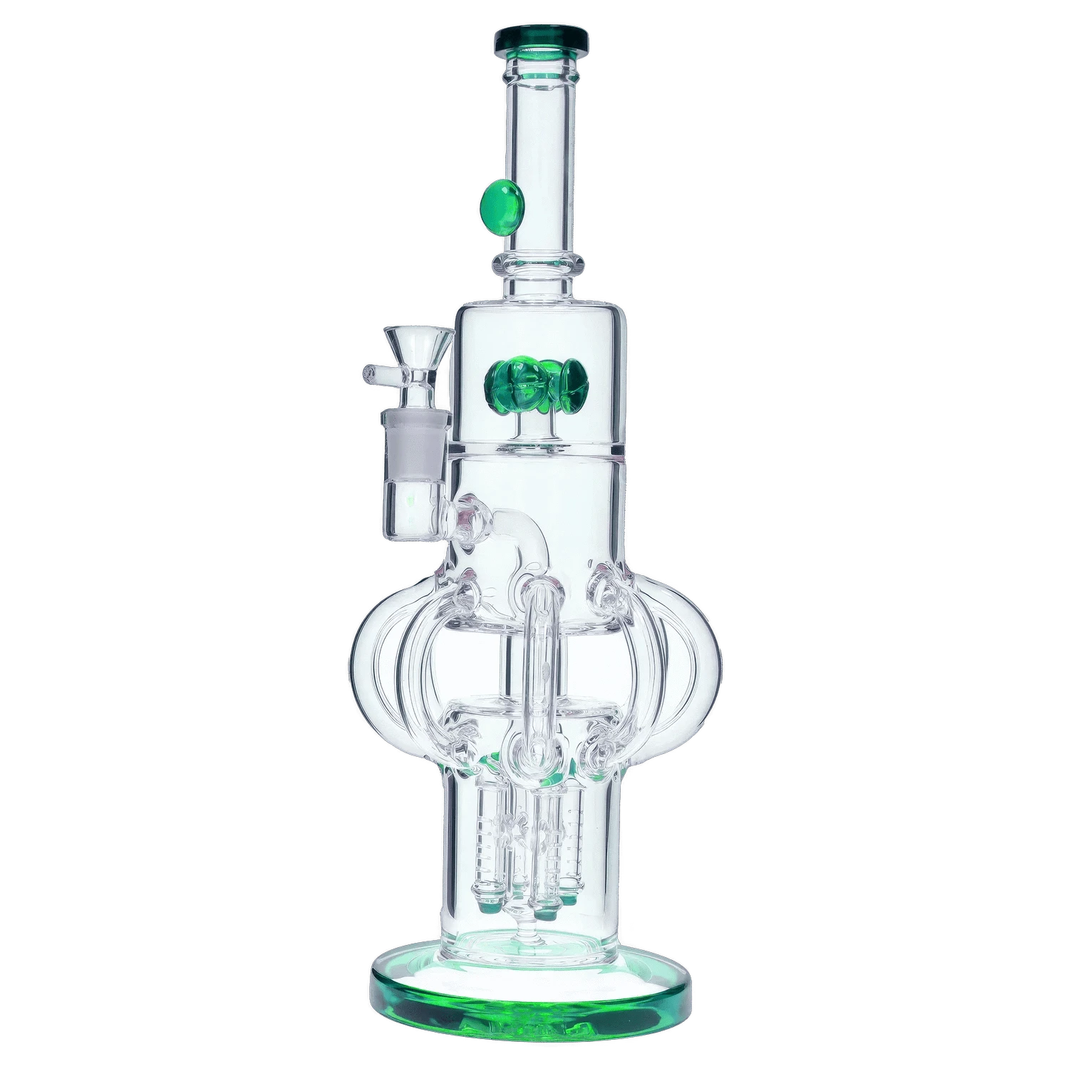 DHC Generic Water Pipe Green DHC Tube-ular with Dual Perc Water Pipe - 14 in.
