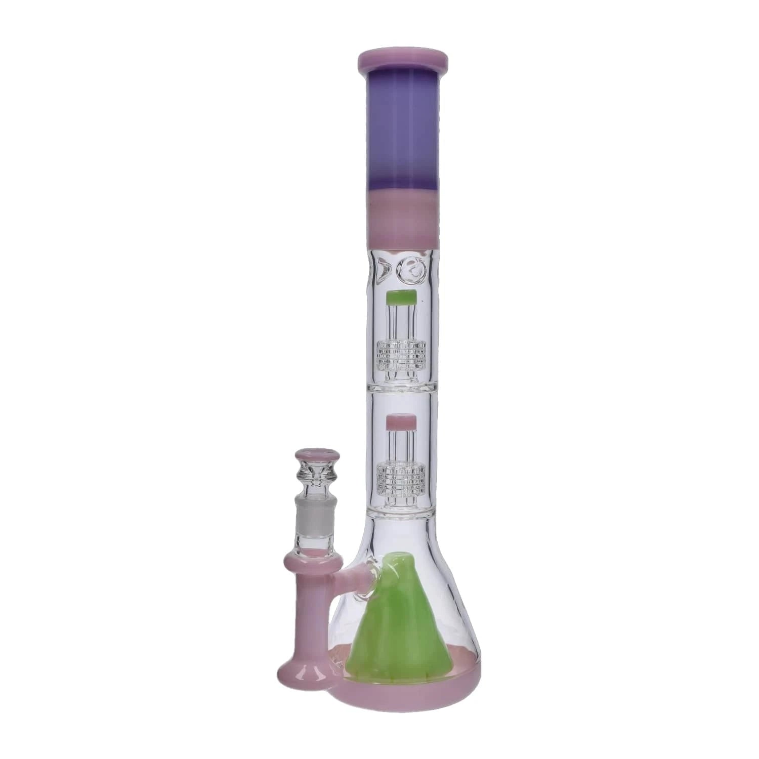 DHC Generic Water Pipe Milky Pink DHC Retro Pastel Beaker with Dual Tree & Pyramid Perc Water Pipe - 19.7 in.