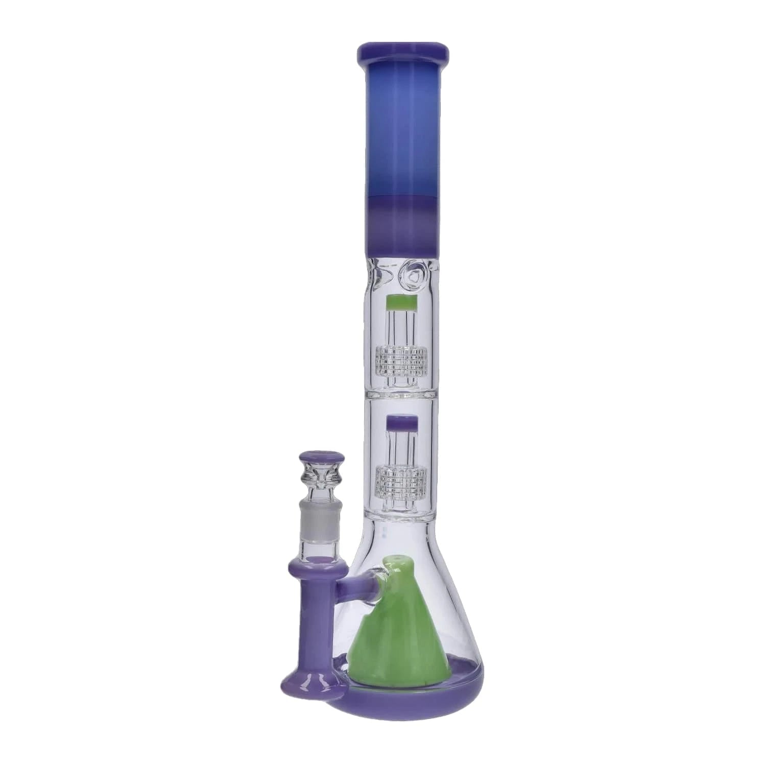 DHC Generic Water Pipe Milky Purple DHC Retro Pastel Beaker with Dual Tree & Pyramid Perc Water Pipe - 19.7 in.