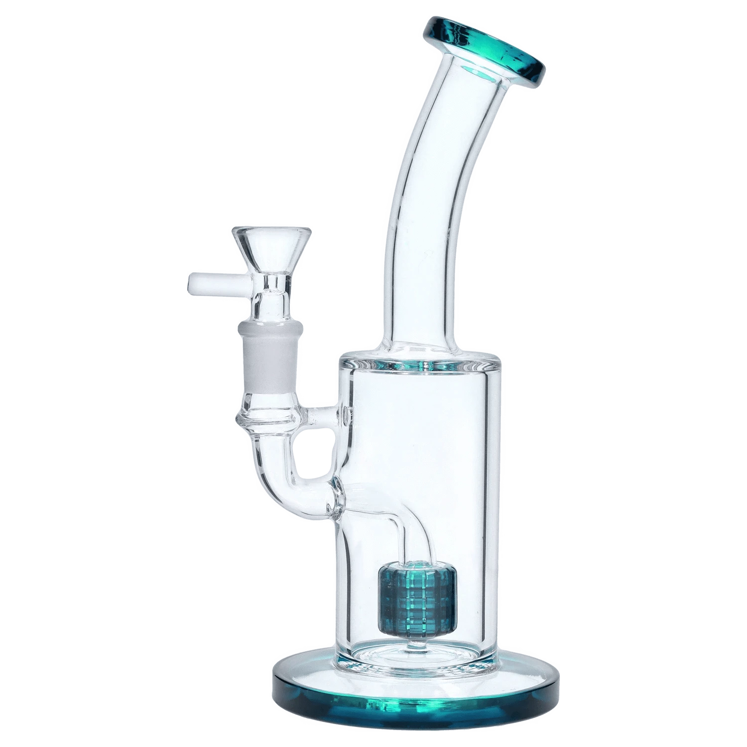 DHC Generic Water Pipe Teal DHC Bent Neck with Matrix Perc Water Pipe - 9 in.