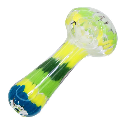 Valiant Distribution Water Pipe DHC Fancy Multi-Colour Striped Glass Spoon Pipe - 5 in.