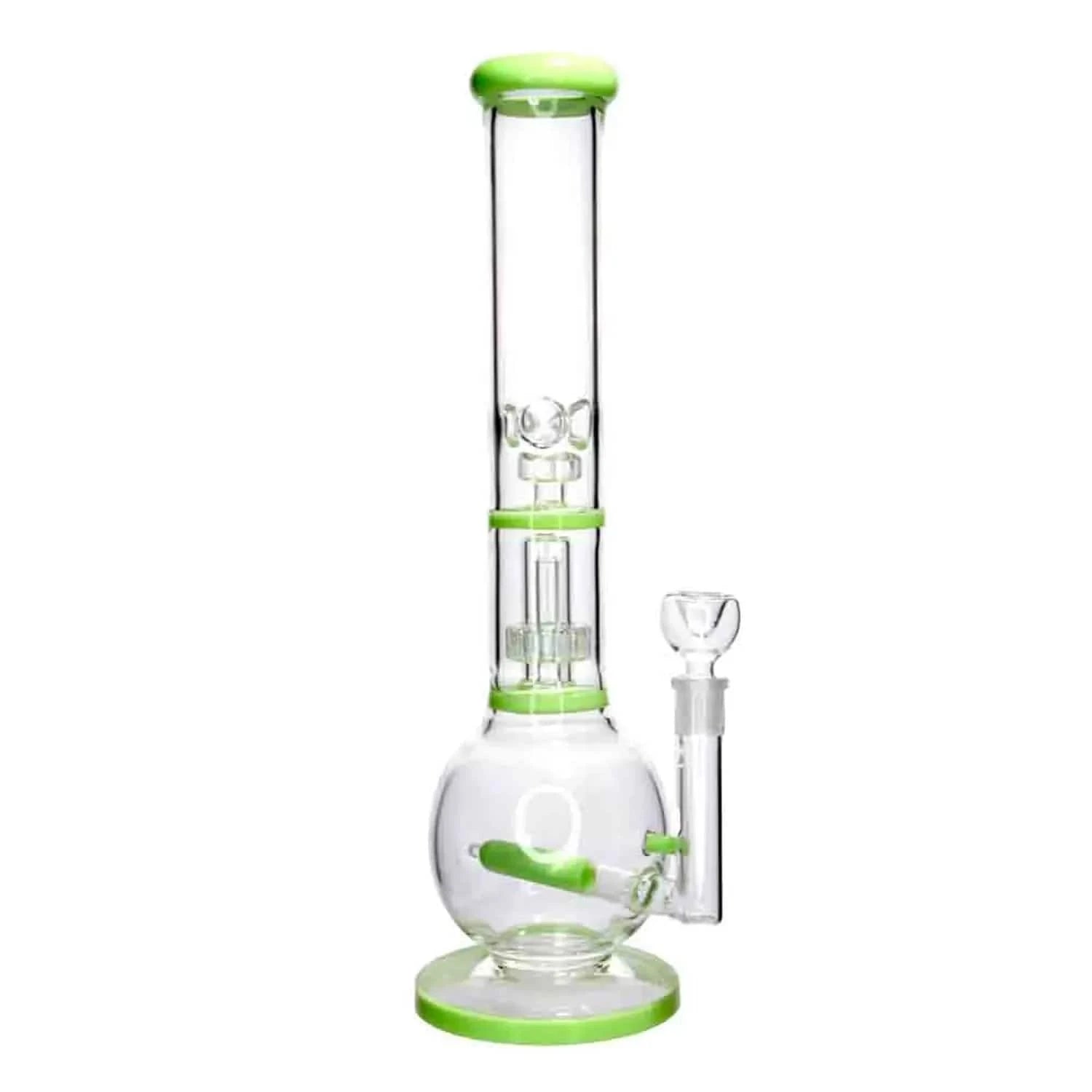 Valiant Distribution Water Pipe DHC Inline Glass Ball with UFO & Circ Perc Water Pipe - 16 in.