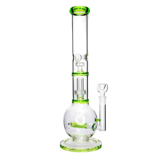Valiant Distribution Water Pipe DHC Inline Glass Ball with UFO & Circ Perc Water Pipe - 16 in.