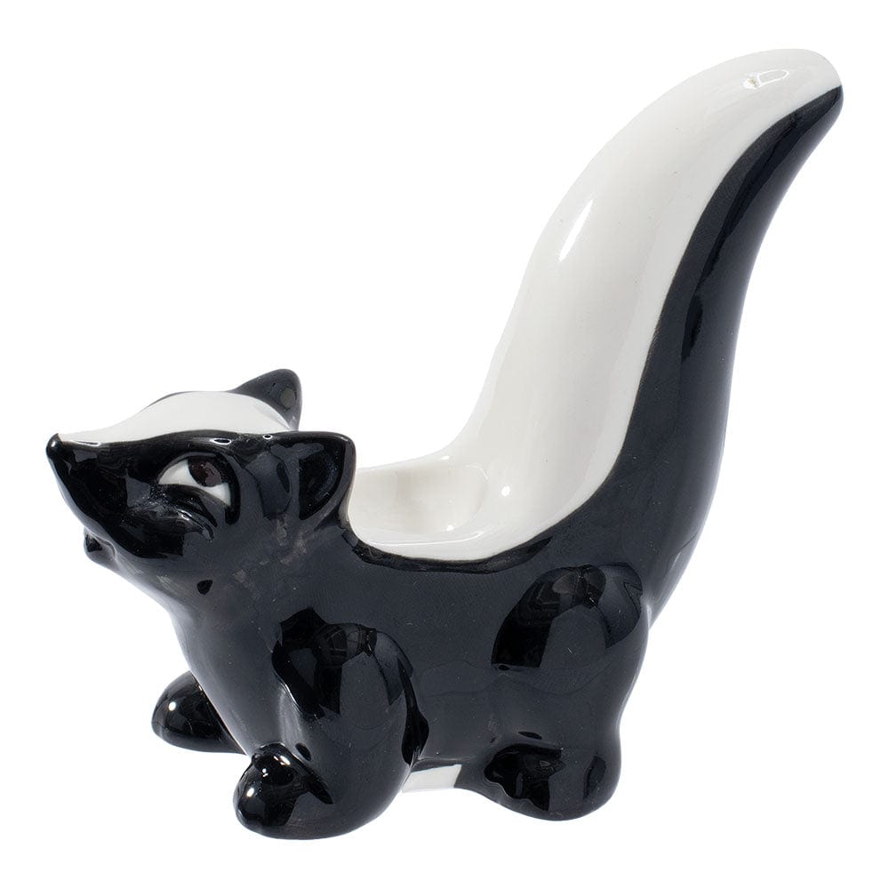 A side view of the Skunk Ceramic Hand Pipe, showing its smooth, sculpted form against a plain white background.