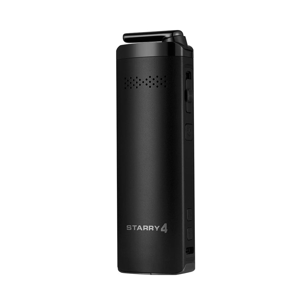 Front view of the XVAPE STARRY 4| a sleek, black vaporizer with a minimalist design and subtle branding.