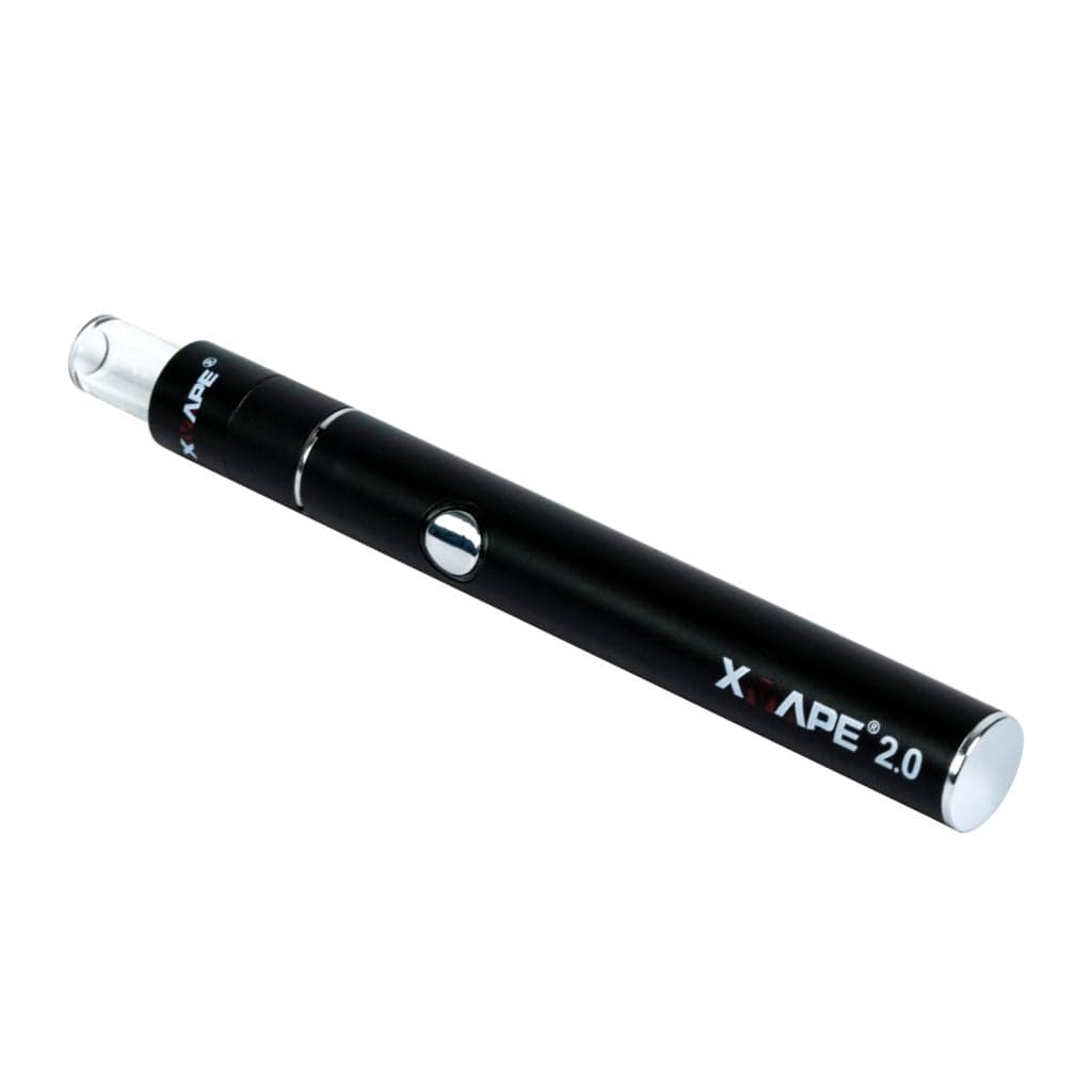 A sleek, silver XVAPE Cricket+ vaporizer is shown in a close-up, angled studio shot against a neutral gray background.