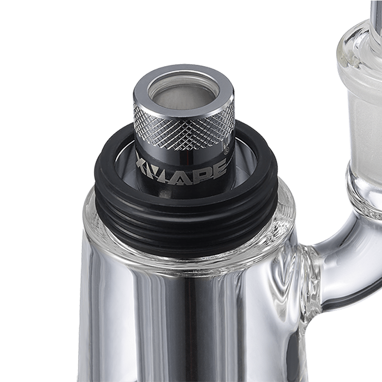 Close-up view of the XVAPE VISTA MINI 2 joint, showcasing the clear glass construction and rounded design.