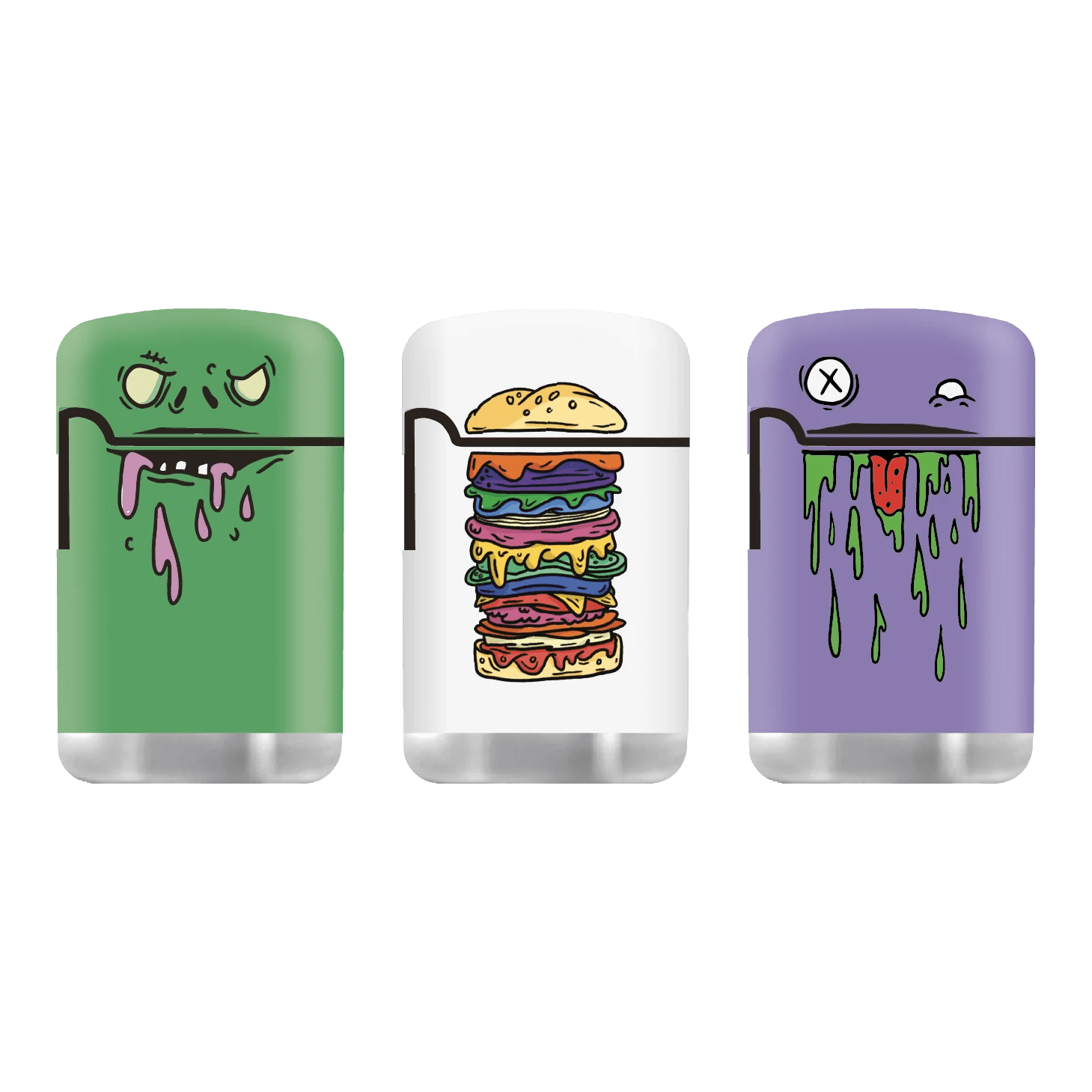 Front view of three Zengaz Lighter 3 Packs, each a different color, arranged on a plain white background.