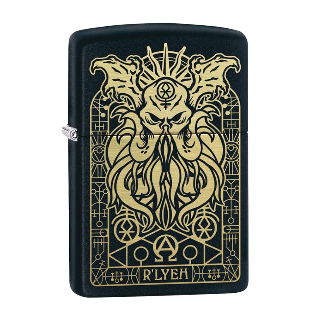 Front view of the Classic Wind Proof Lighters lighter, featuring a gothic design of tentacled and floral motifs on a dark background.