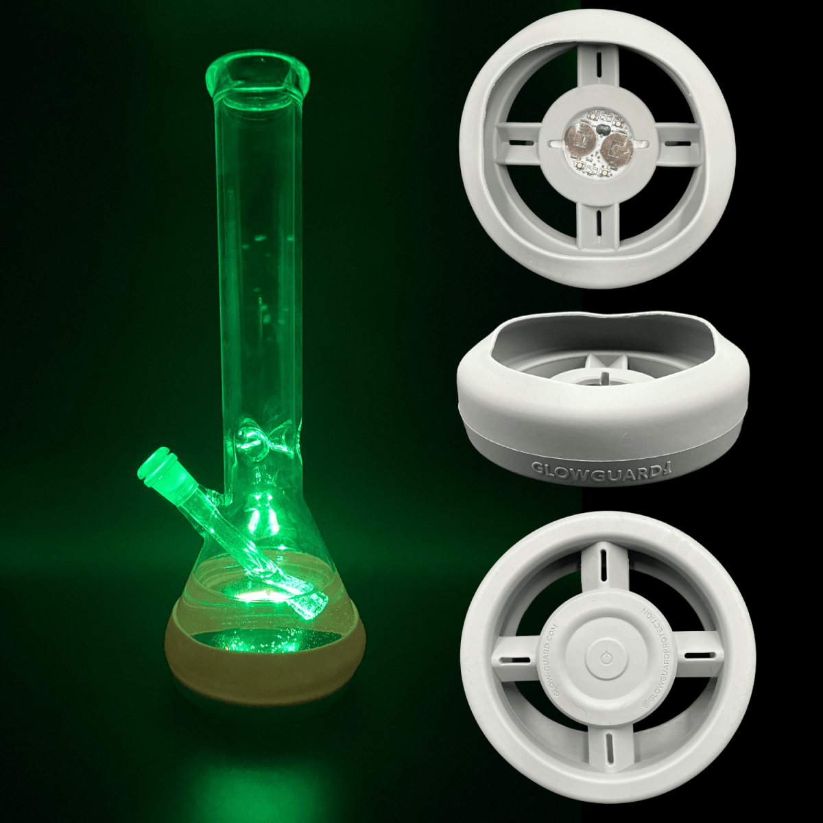 Glow Guard Protection Grey USB Recharge Silicone Base Bumper for 4.25in-6in Bong Glass Water Pipe Straight Tube + Beaker