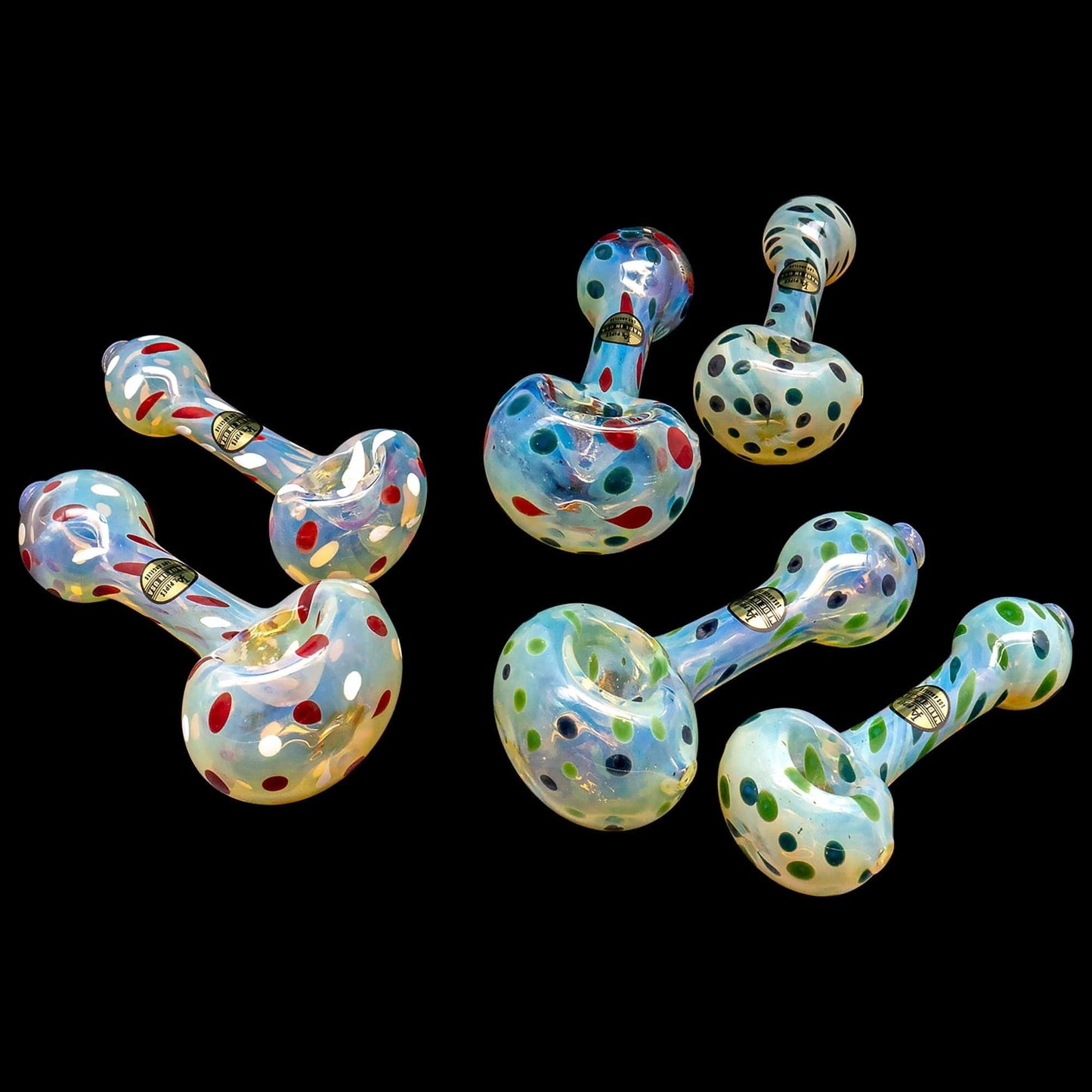 LA Pipes Hand Pipe Mix Color / 3.5 Inch "Polka Dot" Glass Spoon Pipe