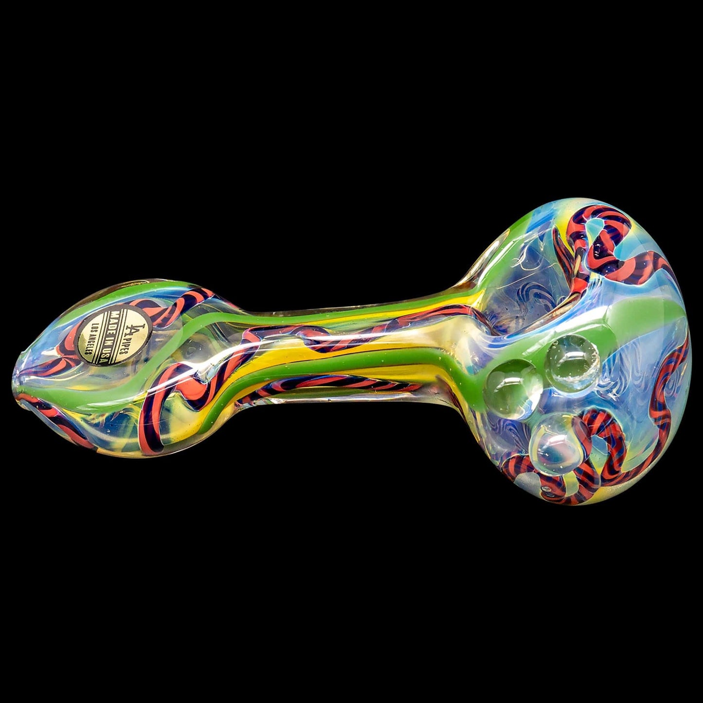 LA Pipes Hand Pipe "Candy Spoon" Inside-Out Color Changing Glass Pipe