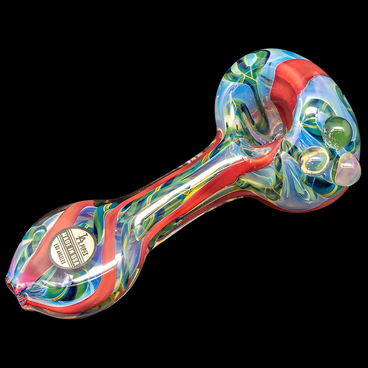 LA Pipes Hand Pipe "Candy Spoon" Inside-Out Color Changing Glass Pipe