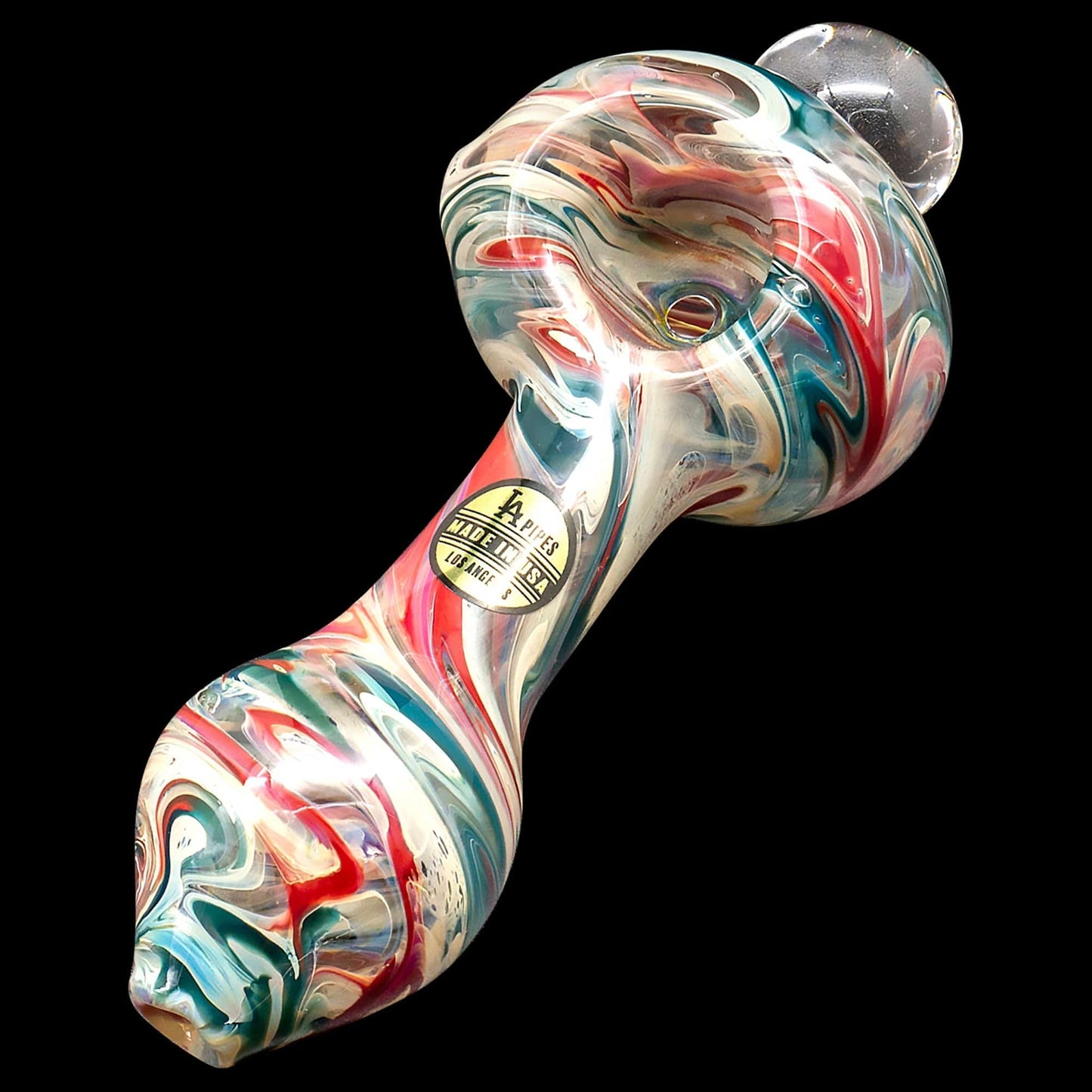 LA Pipes Hand Pipe Red Hues "Primordial Ooze" Glass Spoon Pipe