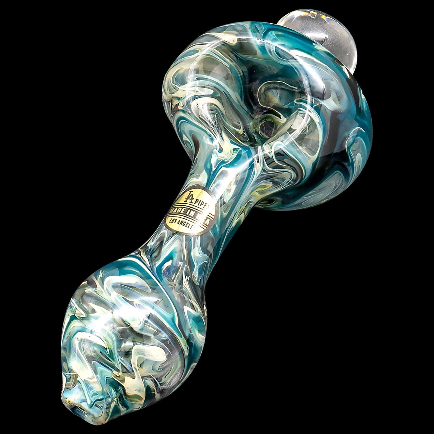 LA Pipes Hand Pipe Blue Hues "Primordial Ooze" Glass Spoon Pipe