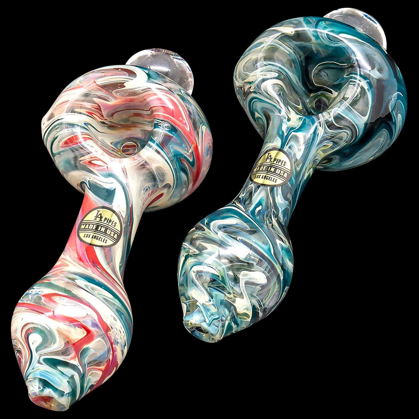 LA Pipes Hand Pipe Green Hues "Primordial Ooze" Glass Spoon Pipe