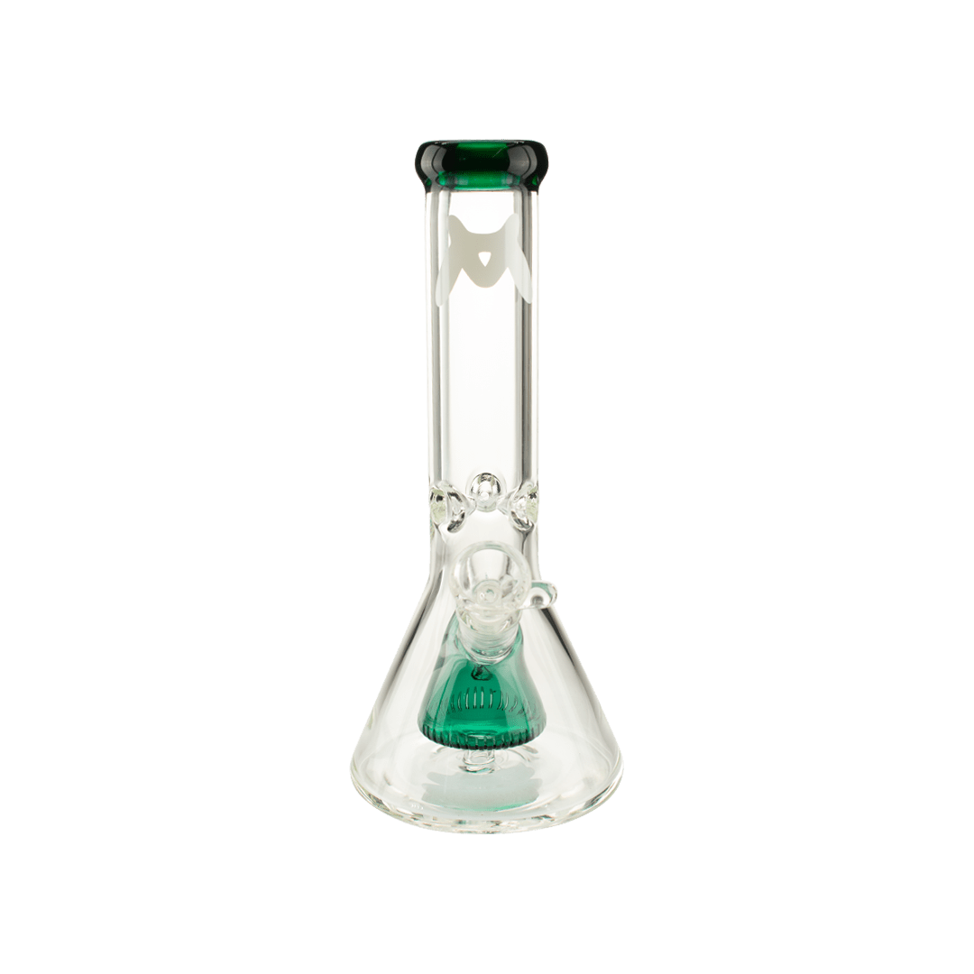 MAV Glass Bong Teal 12" 7mm Thick Slitted Pyramid Beaker