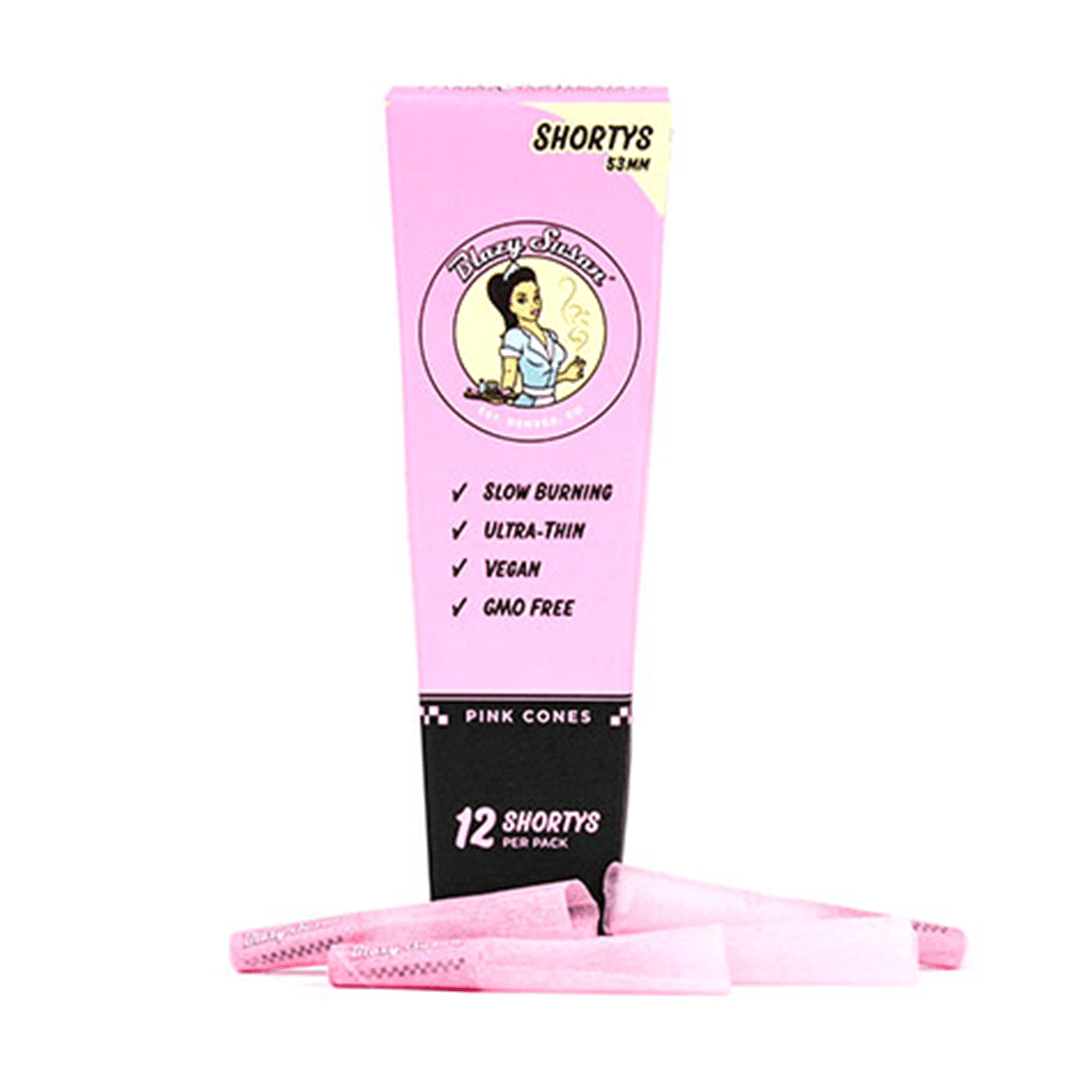 Blazy Susan Rolling Papers 53mm Shorts (12) Blazy Susan Pink Paper Cones
