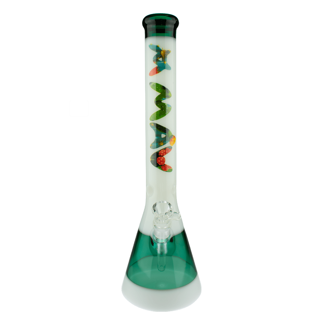 MAV Glass Bong 18" Cactus Teal & White Beaker Bong