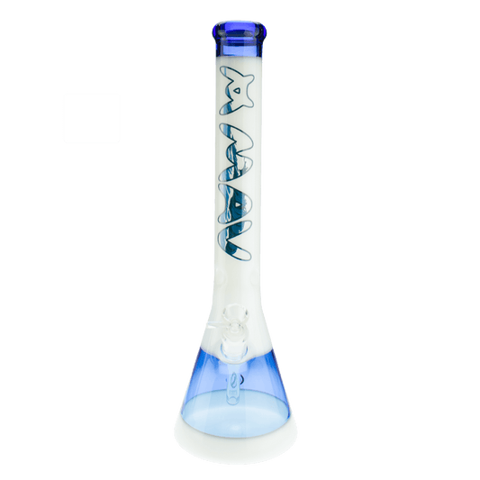 MAV Glass Bong 18" Waves White & Blue Beaker Bong