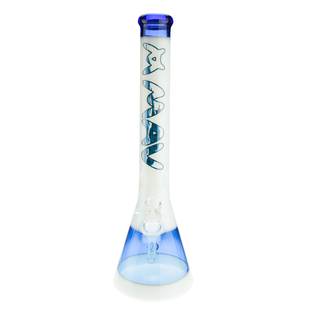 MAV Glass Bong 18" Waves White & Blue Beaker Bong