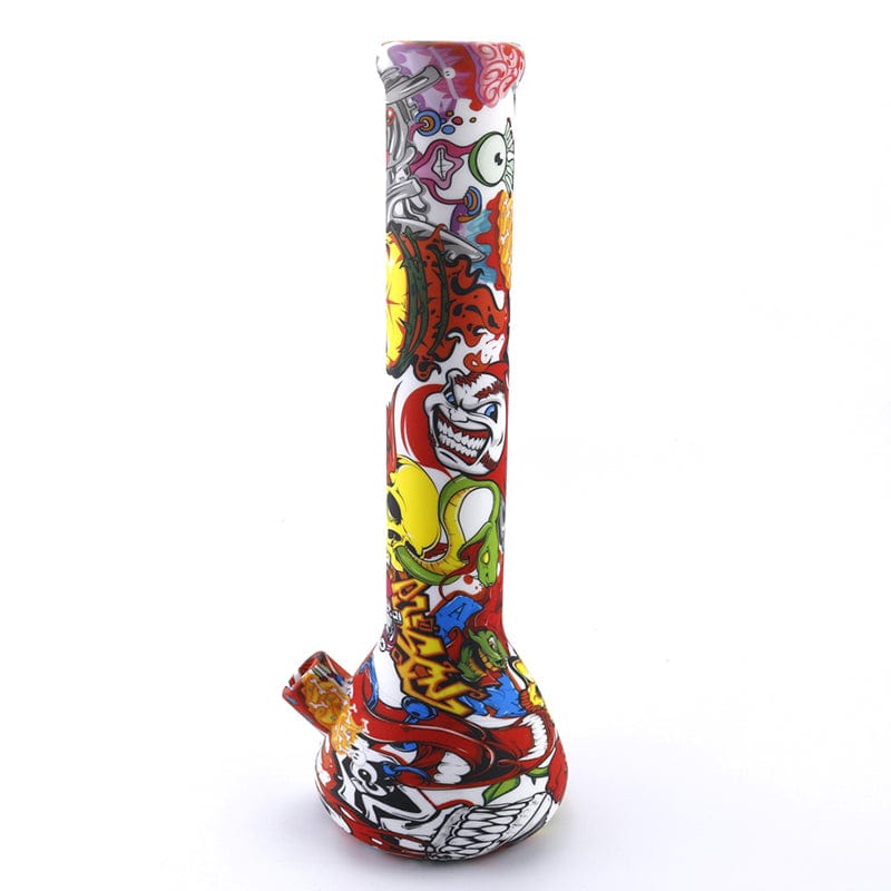 Cloud 8 Smoke Accessory Water Pipe Chaos 14'' Artistic Paint Silicone Beaker Bong