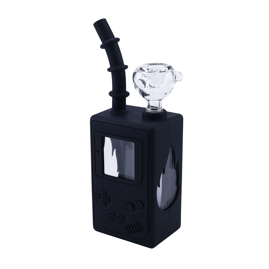 Cloud 8 Smoke Accessory Water Pipe Black 5'' Silicone & Glass Game Console Water Pipe Bubbler Mini Bong