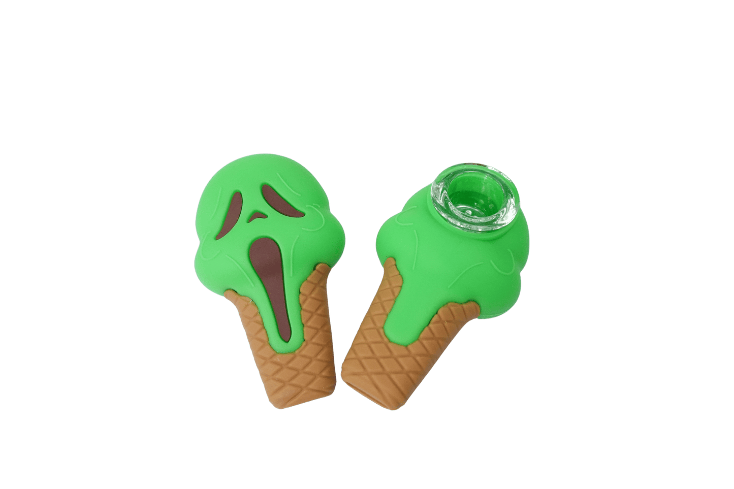 Cloud 8 Smoke Accessory Hand Pipe Green 3'' Ghost Face Ice Cream Silicone Small Hand Pipe