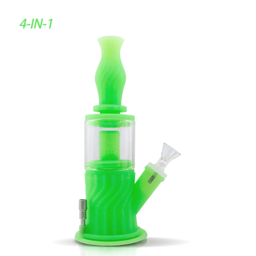 Waxmaid Bong GID Green Waxmaid 4-in-1 Double Percolator Silicone Water Pipe