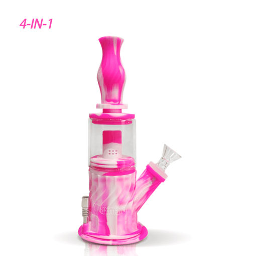 Waxmaid Bong Pink Cream Waxmaid 4-in-1 Double Percolator Silicone Water Pipe