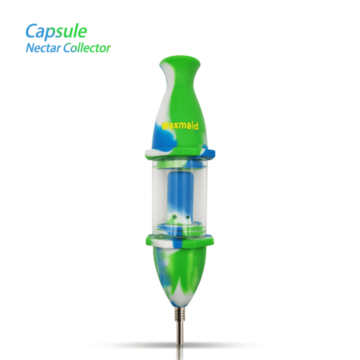 Waxmaid Dab Straw Blue White Green Waxmaid Capsule Silicone Glass Nectar Collector