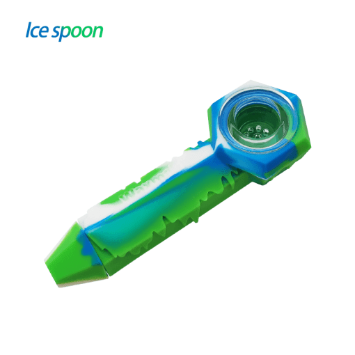 Waxmaid Hand Pipe Blue White Green Waxmaid Freezable Silicone Ice Spoon Pipe