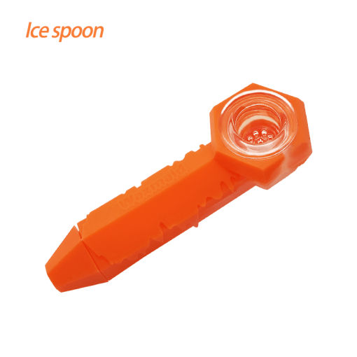 Waxmaid Hand Pipe Translucent Orange Waxmaid Freezable Silicone Ice Spoon Pipe