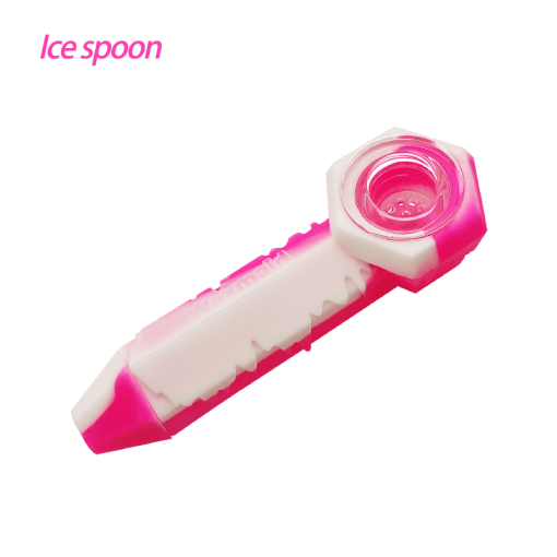 Waxmaid Hand Pipe Pink Cream Waxmaid Freezable Silicone Ice Spoon Pipe
