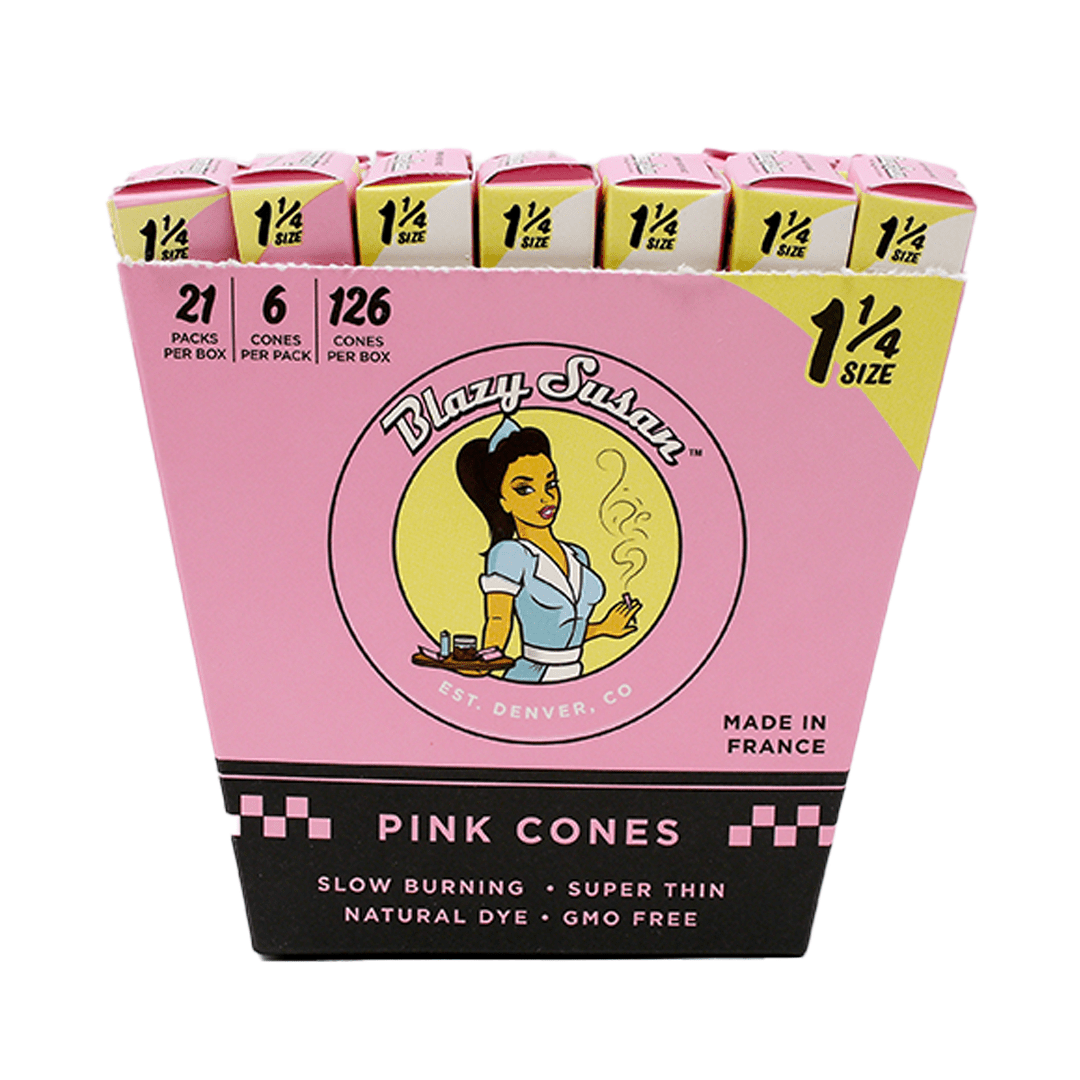 Blazy Susan Rolling Papers 1 1-4 (6) Blazy Susan Pink Paper Cones