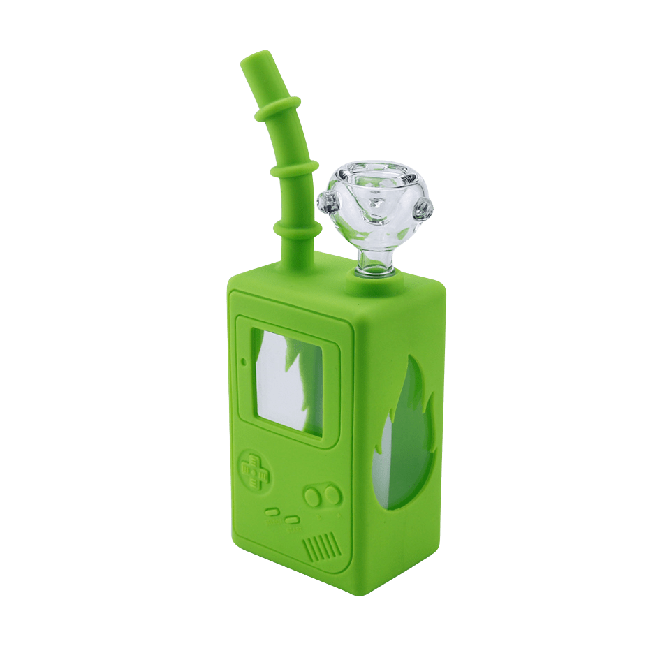 Cloud 8 Smoke Accessory Water Pipe Green 5'' Silicone & Glass Game Console Water Pipe Bubbler Mini Bong