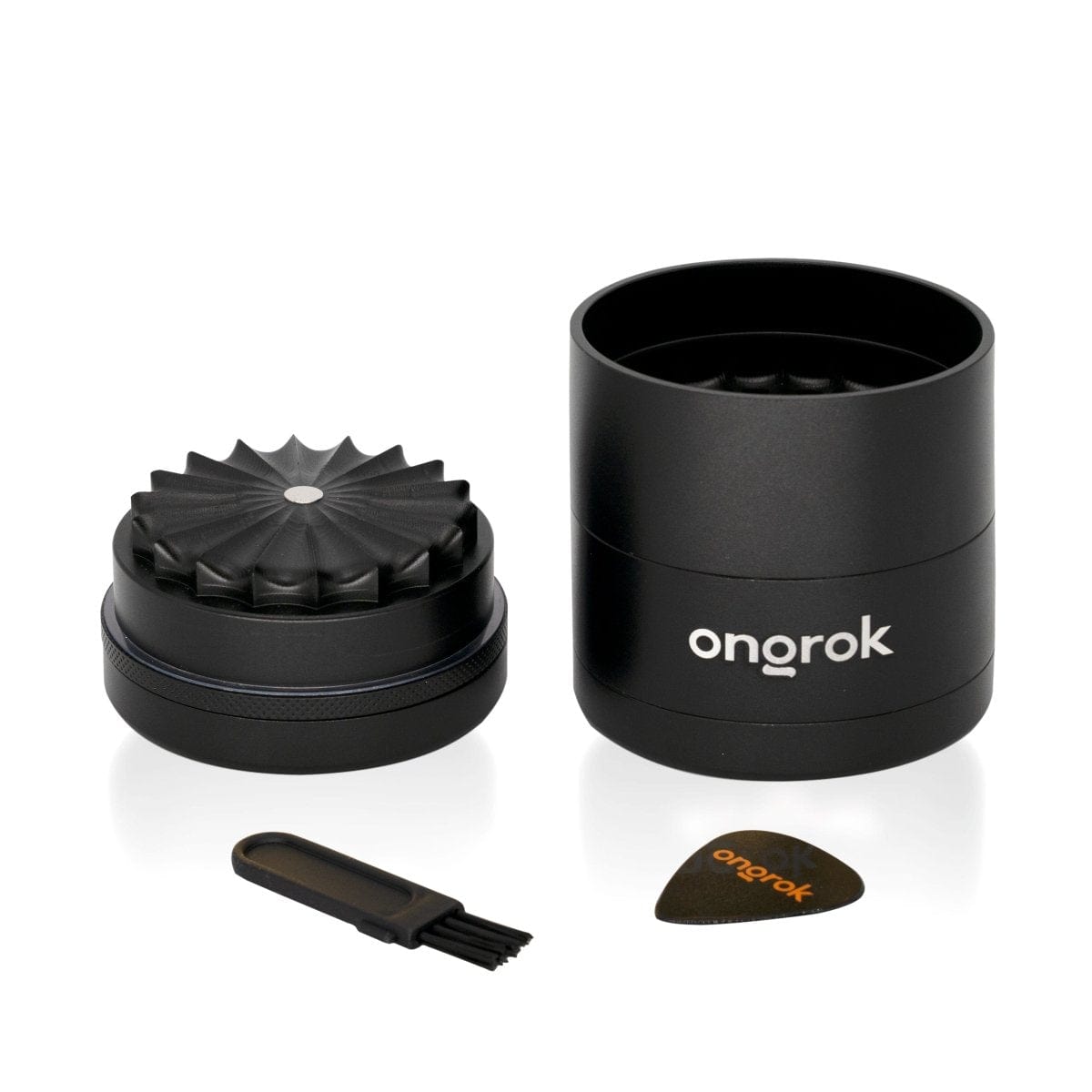 ONGROK USA Black 5 Piece, Flower Petal Toothless Grinder with Storage