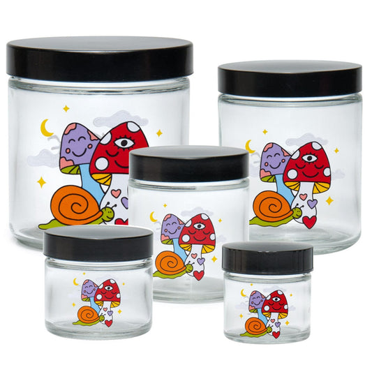 420 Science Storage Container 420 Science x Wokeface  Woke Cosmic Mushroom Clear Screw Top Jar