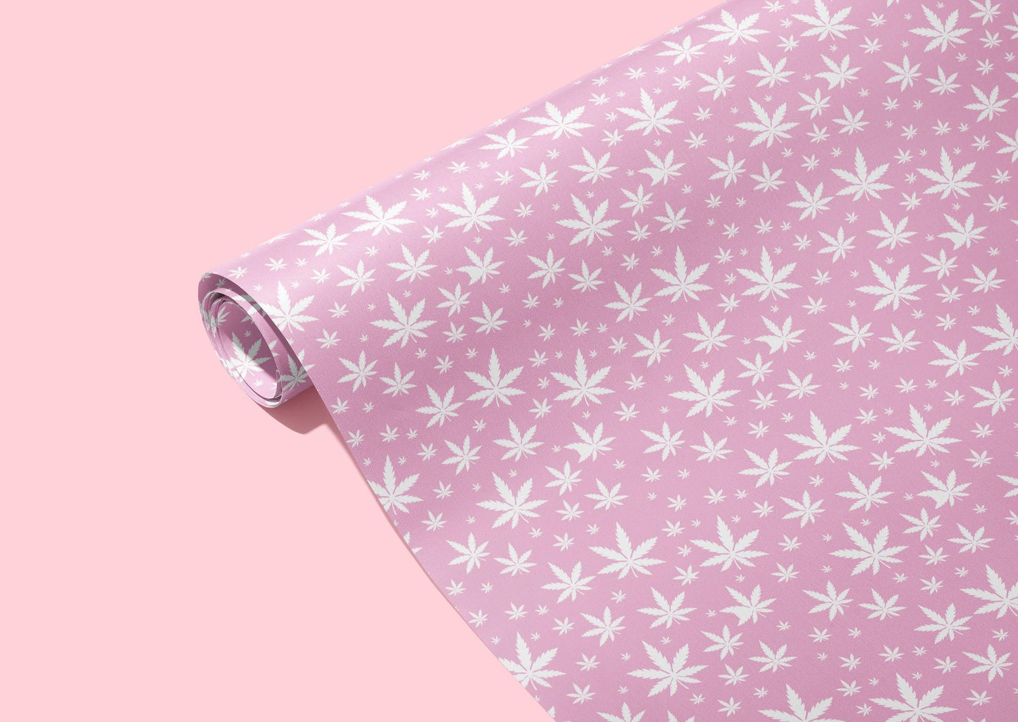 KushKards Wrapping Paper 🍃 420 Pink Pot Leaf Wrapping Paper