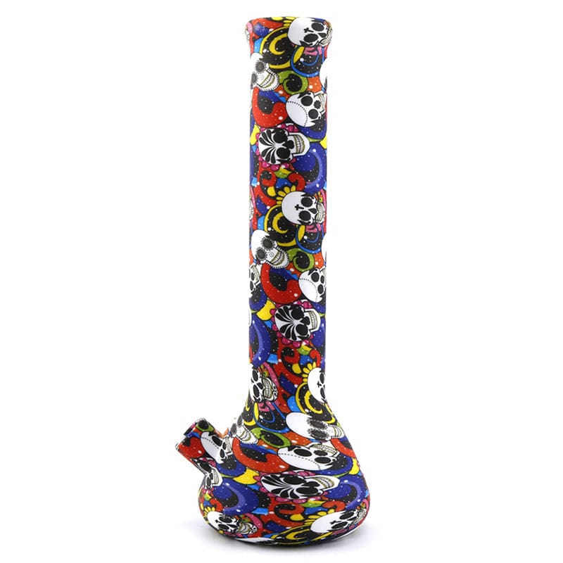 Cloud 8 Smoke Accessory Water Pipe Candy Skull 14'' Artistic Paint Silicone Beaker Bong
