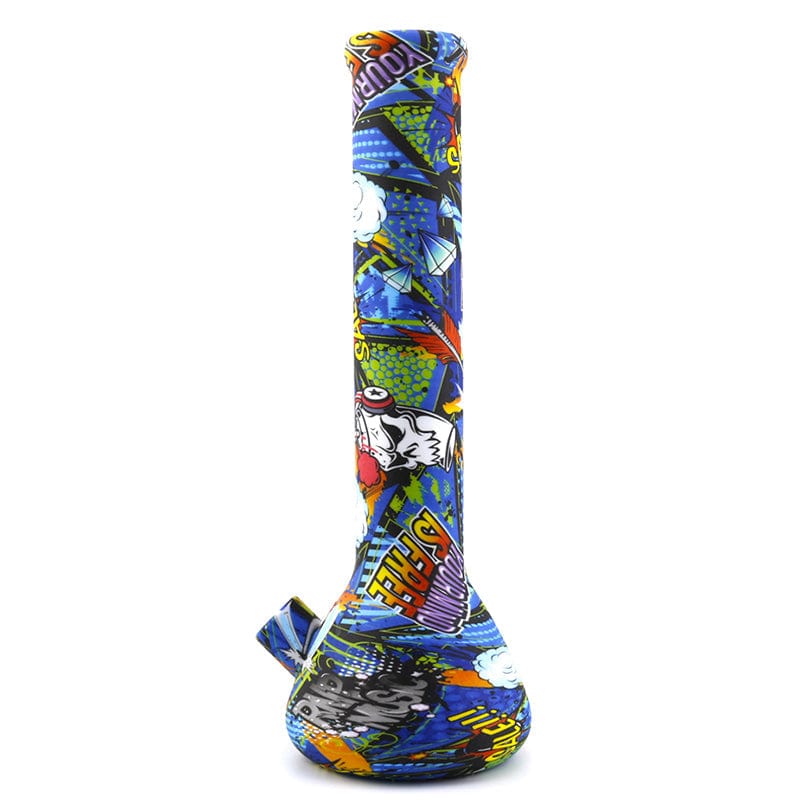 Cloud 8 Smoke Accessory Water Pipe Your Mind Is Free 14'' Artistic Paint Silicone Beaker Bong