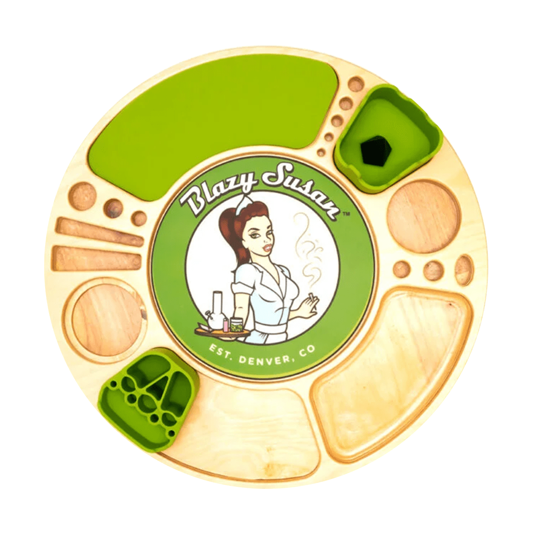 Blazy Susan Birch - Green Blazy Susan Spinning Rolling Trays