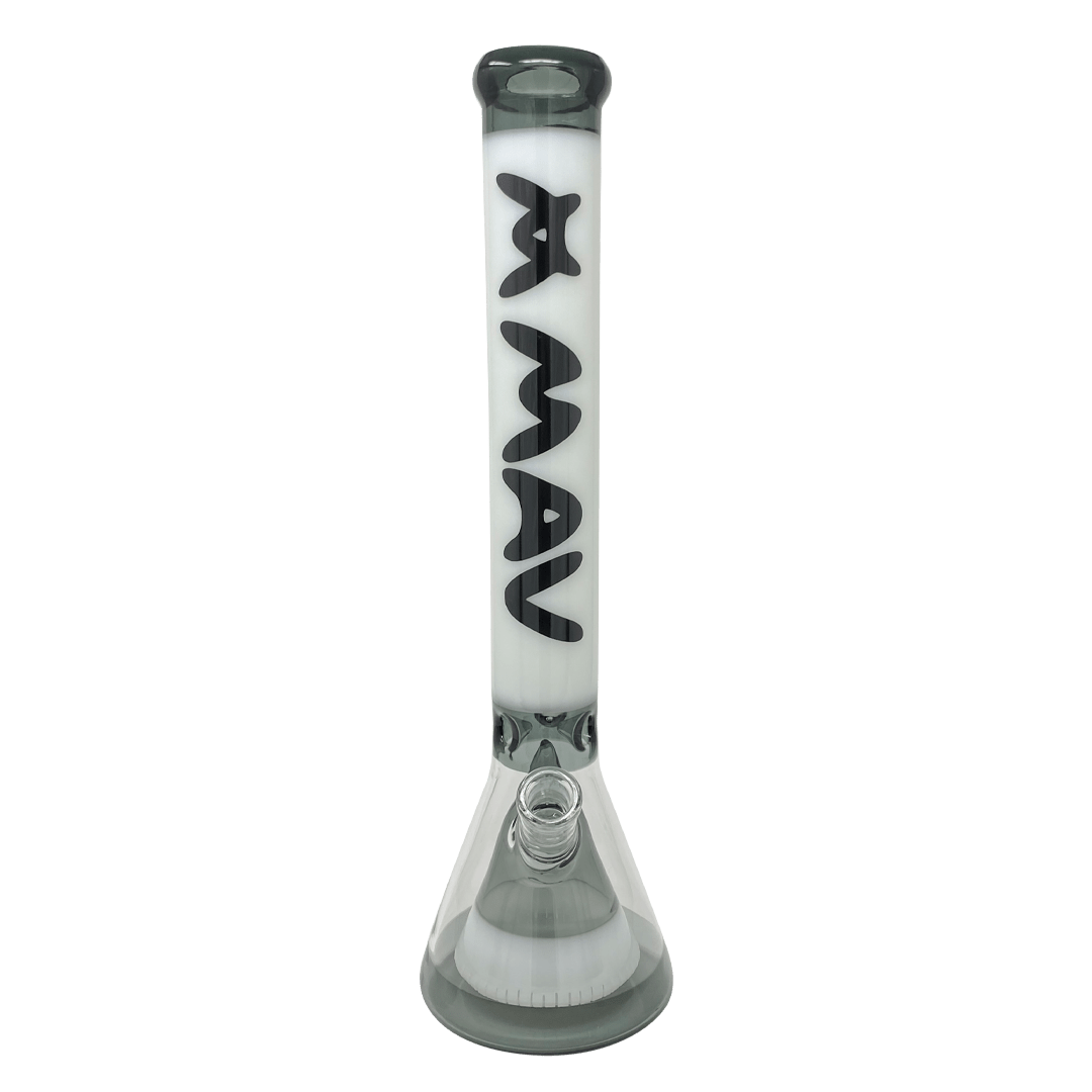 MAV Glass Bong White and Transparent Black 18" Manhattan Pyramid Beaker