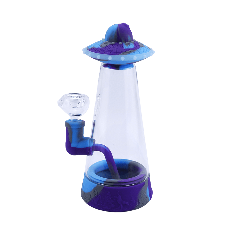 Cloud 8 Smoke Accessory Water Pipe Purple Blue Glow in The Dark Flying Saucer Silicone Mini Bong